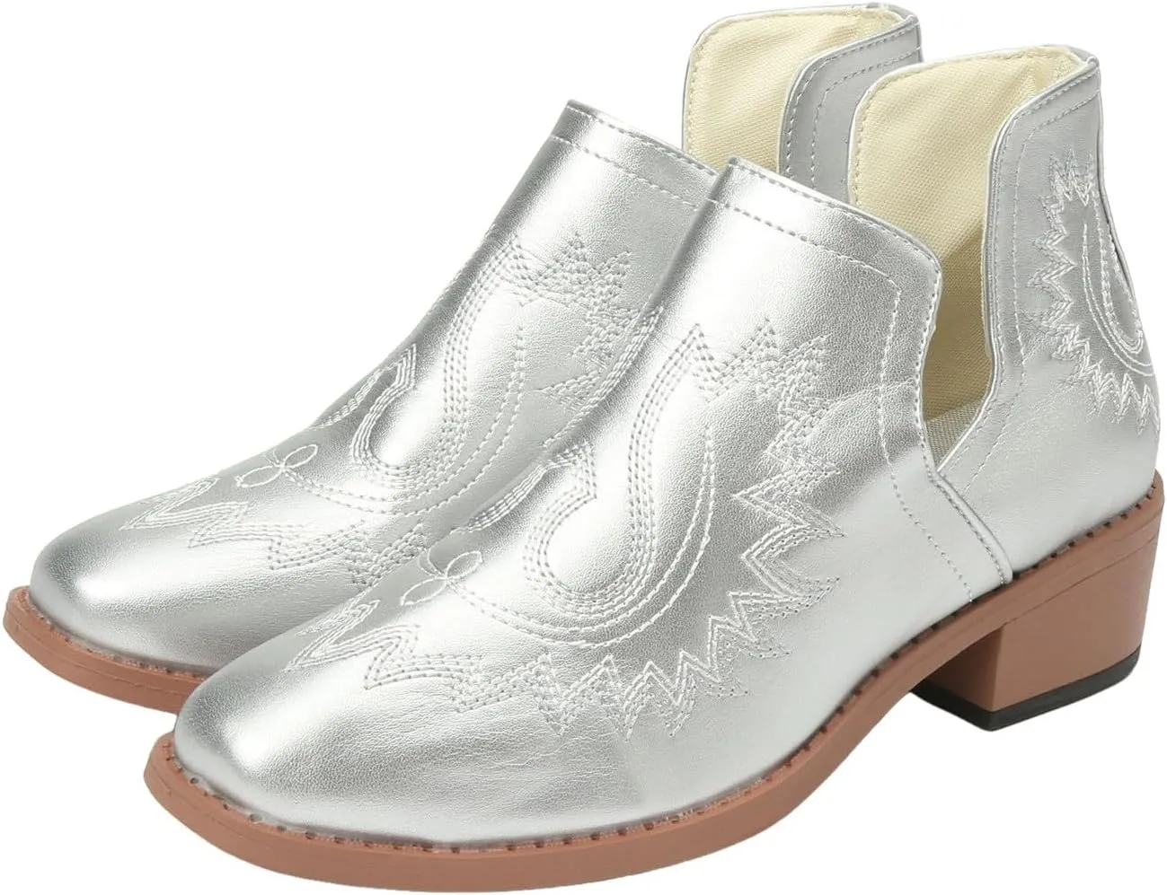 AMDBEL Winter Boots for Women 2024 Ankle Boots Slip On Low Heel Stylish Western Short Boots Fall Winter Shoes