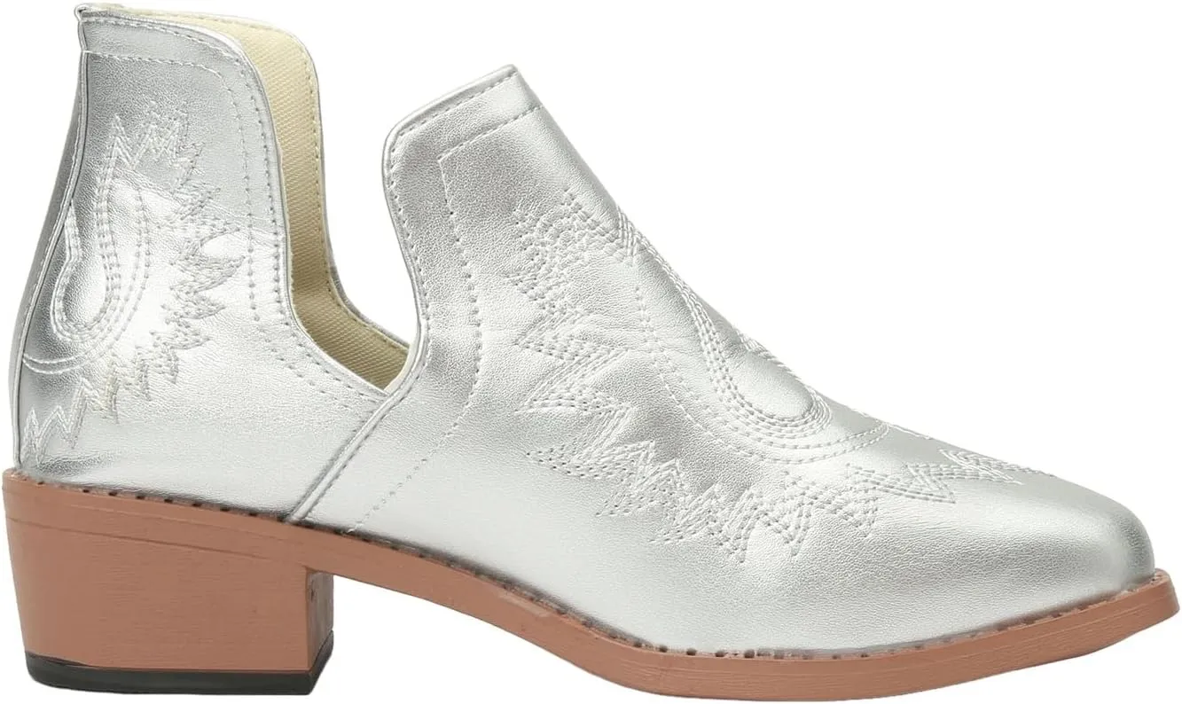 AMDBEL Winter Boots for Women 2024 Ankle Boots Slip On Low Heel Stylish Western Short Boots Fall Winter Shoes