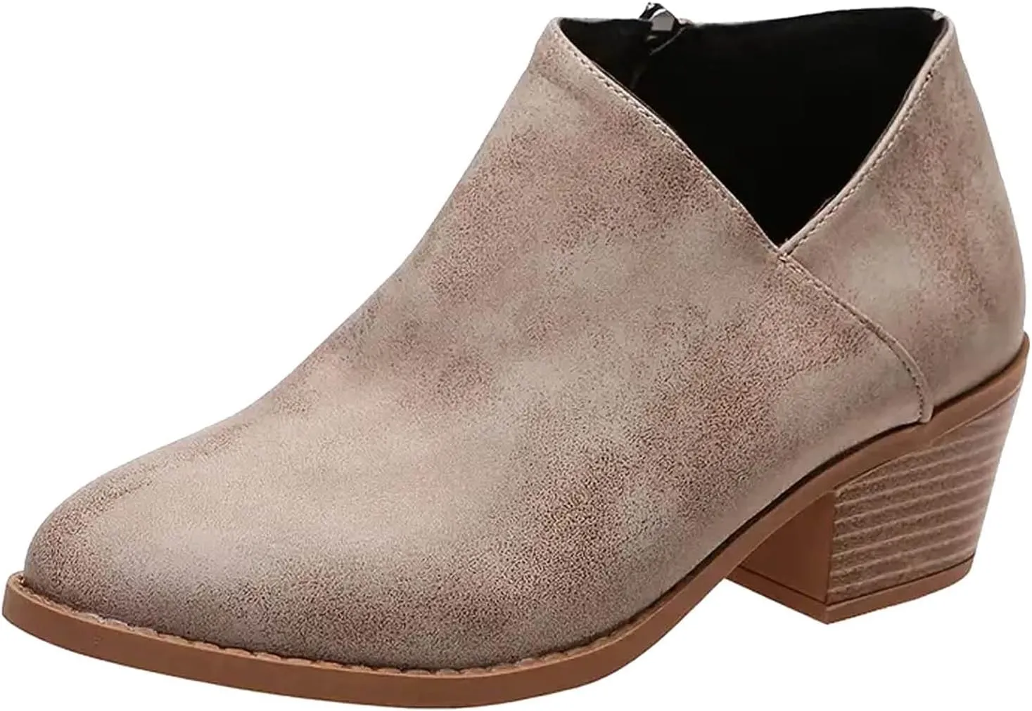 AMDBEL Womens Boots Ankle, Ankle Booties Dressy Low Heel Side Zipper Pointd Toe Fall Winter Short Boots Fashion Shoes