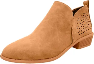 AMDBEL Womens Boots Ankle, Ankle Booties Low Heel Short Boots Chelsea Boots Hollow Out Pointd Toe Fall Winter Shoes