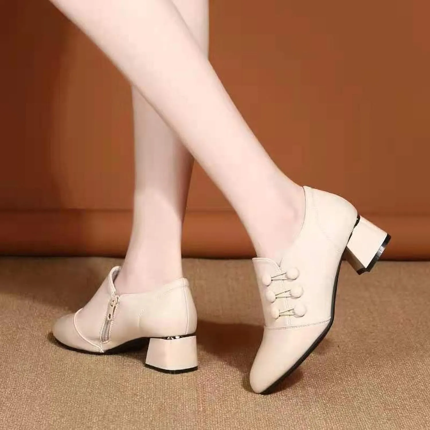 AMDBEL Womens Boots Ankle, Women's Ankle Boots Low Chunky Low Heel Comfortable Round Toe Short Boots Winter Shoes
