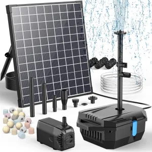 Antfraer 25W Solar Pond Filter with Fountain Pump, Pond Filters for Outdoor Ponds with 16.5Ft Cord Length/6.6Ft Tubing for Ponds, Fish Tank, Wildlife Garden, Fountains, Waterfall Water Feature