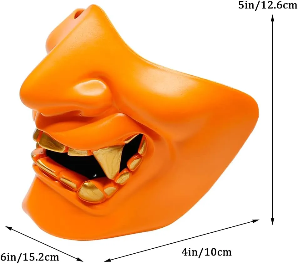 AOUTACC Airsoft Half Face Masks, Evil Demon Monster Kabuki Samurai Hannya Oni Half Face Protective Masks Masquerade Ball, Party, Halloween, Cs War Game