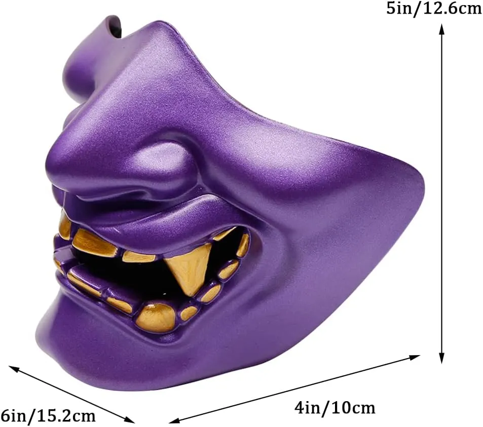 AOUTACC Airsoft Half Face Masks, Evil Demon Monster Kabuki Samurai Hannya Oni Half Face Protective Masks Masquerade Ball, Party, Halloween, Cs War Game