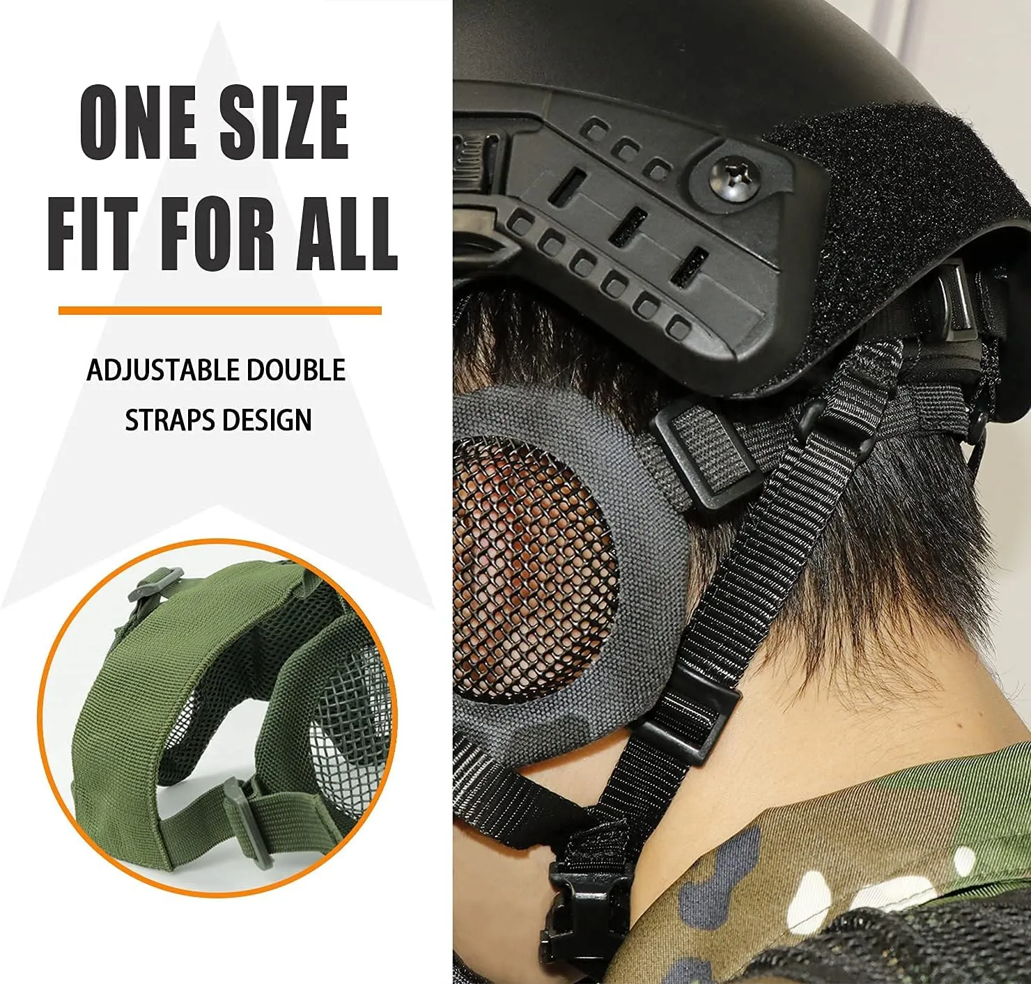AOUTACC Airsoft Protective Gear Set, Half Face Mesh Mask with Ear Protection and Tactical Goggles for Adult Men Women BBS Paintball Shooting CS Survival Games Cosplay