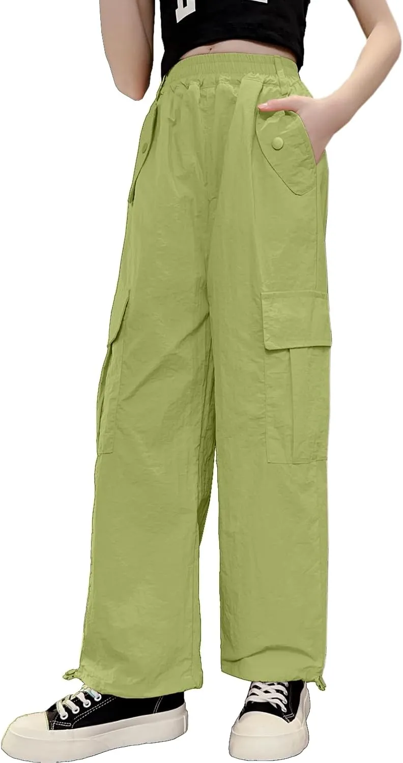 AOWKULAE Girls' Quick Drying & Waterproof Multi-Pockets Cargo Pant 5-14 Years