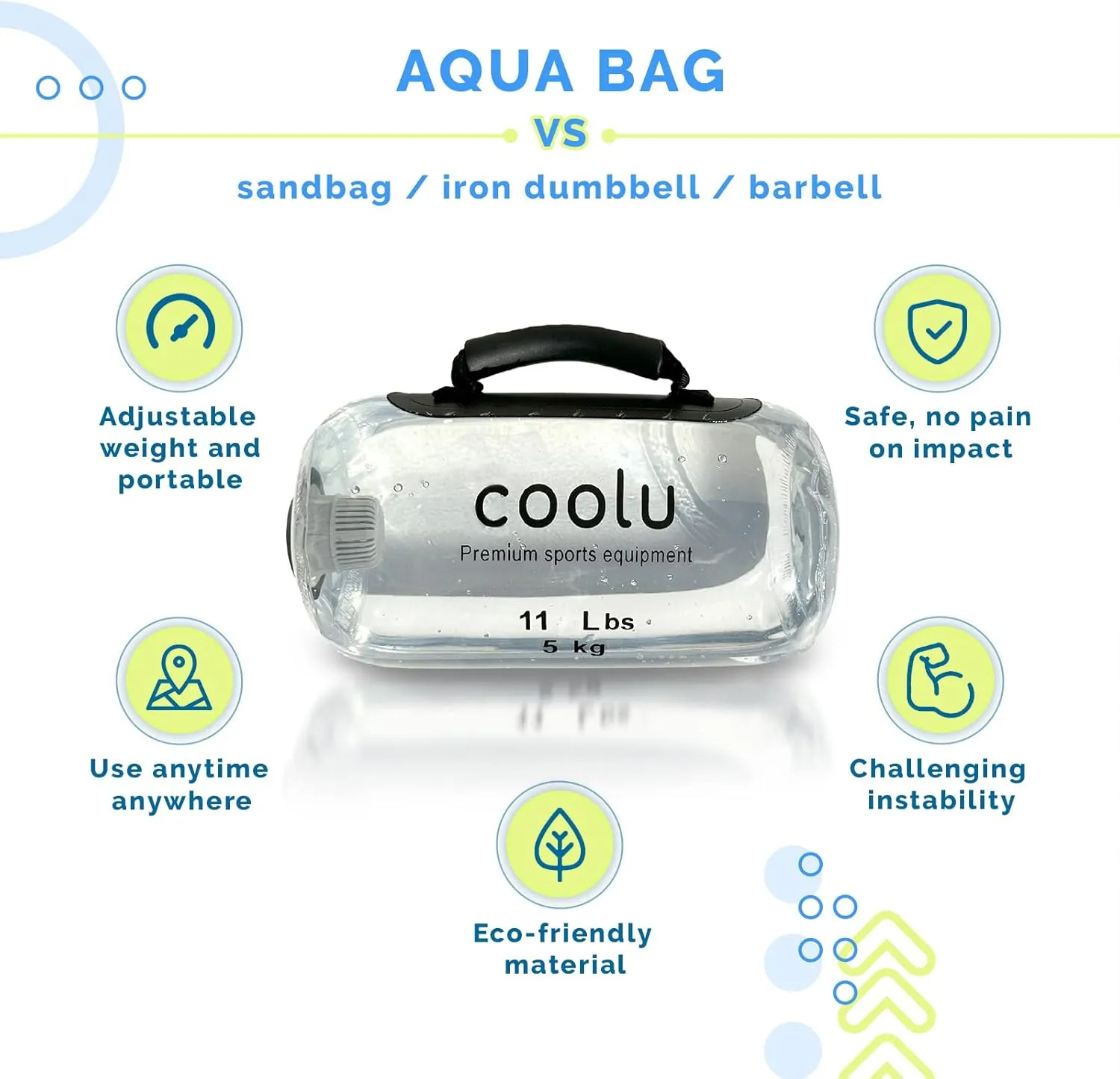 Aqua Bag for Workout and Fitness - Training Power Bag with Water Weight - Exercise Sandbag Alternative - Portable Stability Fitness Equipment