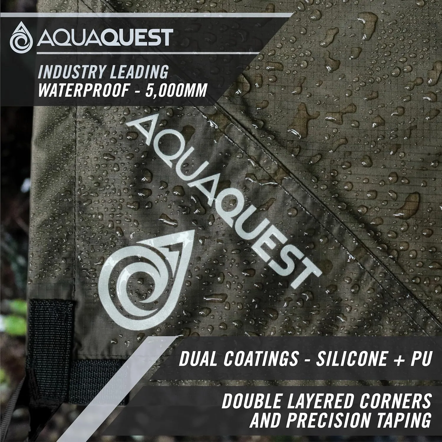 AquaQuest Guide Camping Tarp - Ultralight Tent Cover or Rain Fly - Waterproof Camping Gear Must Haves for Hiking, Hammock, Bivy & Survival