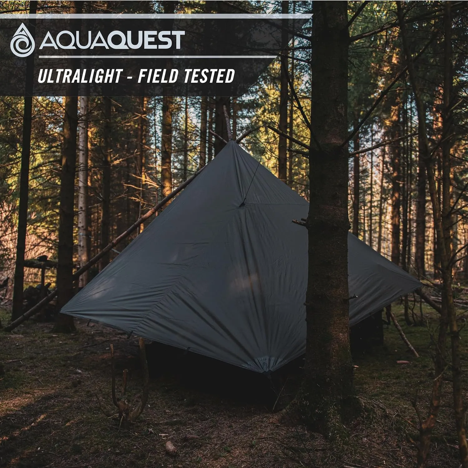AquaQuest Guide Camping Tarp - Ultralight Tent Cover or Rain Fly - Waterproof Camping Gear Must Haves for Hiking, Hammock, Bivy & Survival
