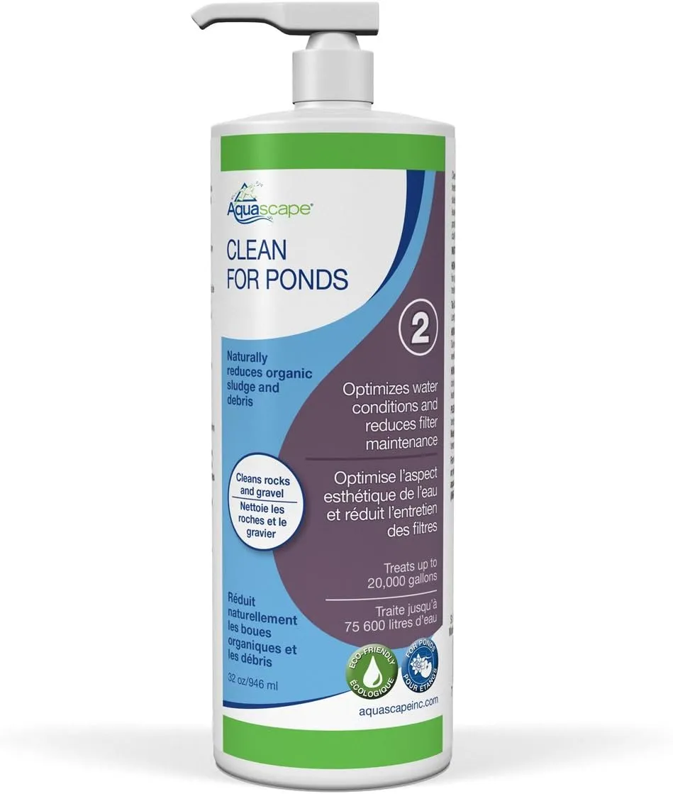 Aquascape CLEAN Water Treatment for Koi and Fish Ponds, Optimize Water Clearity and Quality, Easy To Use, Powerful Blend of Heterotrophic Bacteria, 32 ounce / 946-ml | 96063