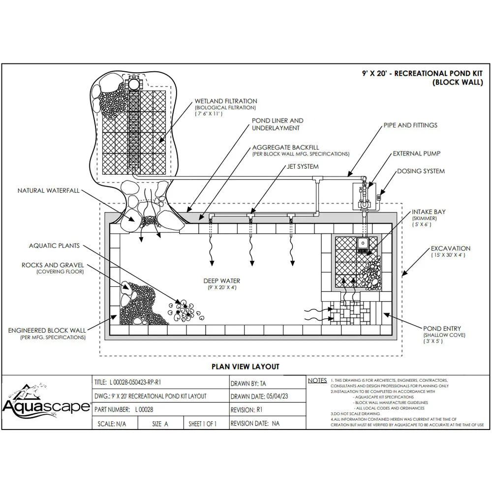 Aquascape Recreational Pond Kit 9x20