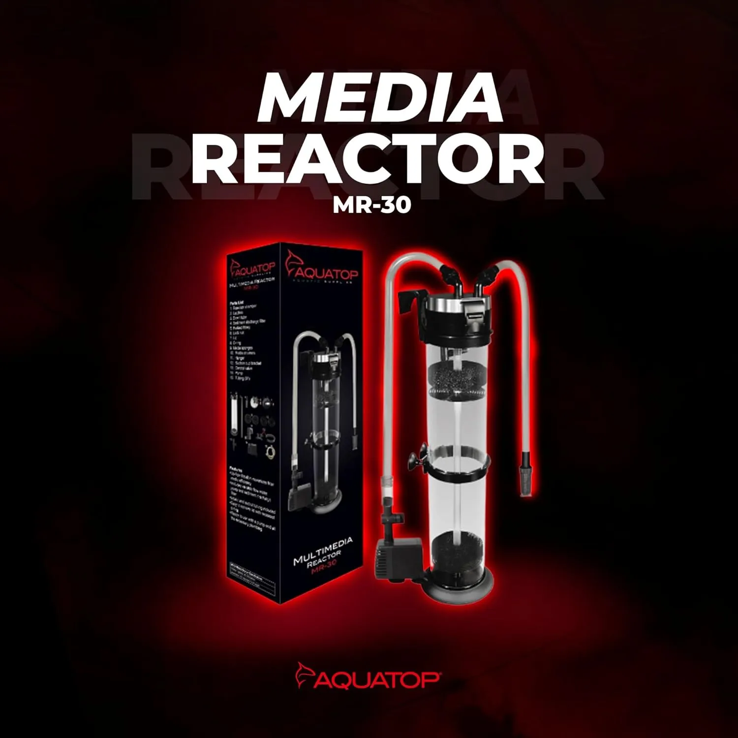 Aquatop Media Reactor - for 50-200 Gallon Tanks - Includes Adjustable Water Pump - Intake and Output Tubing Included - Versatile Reactor