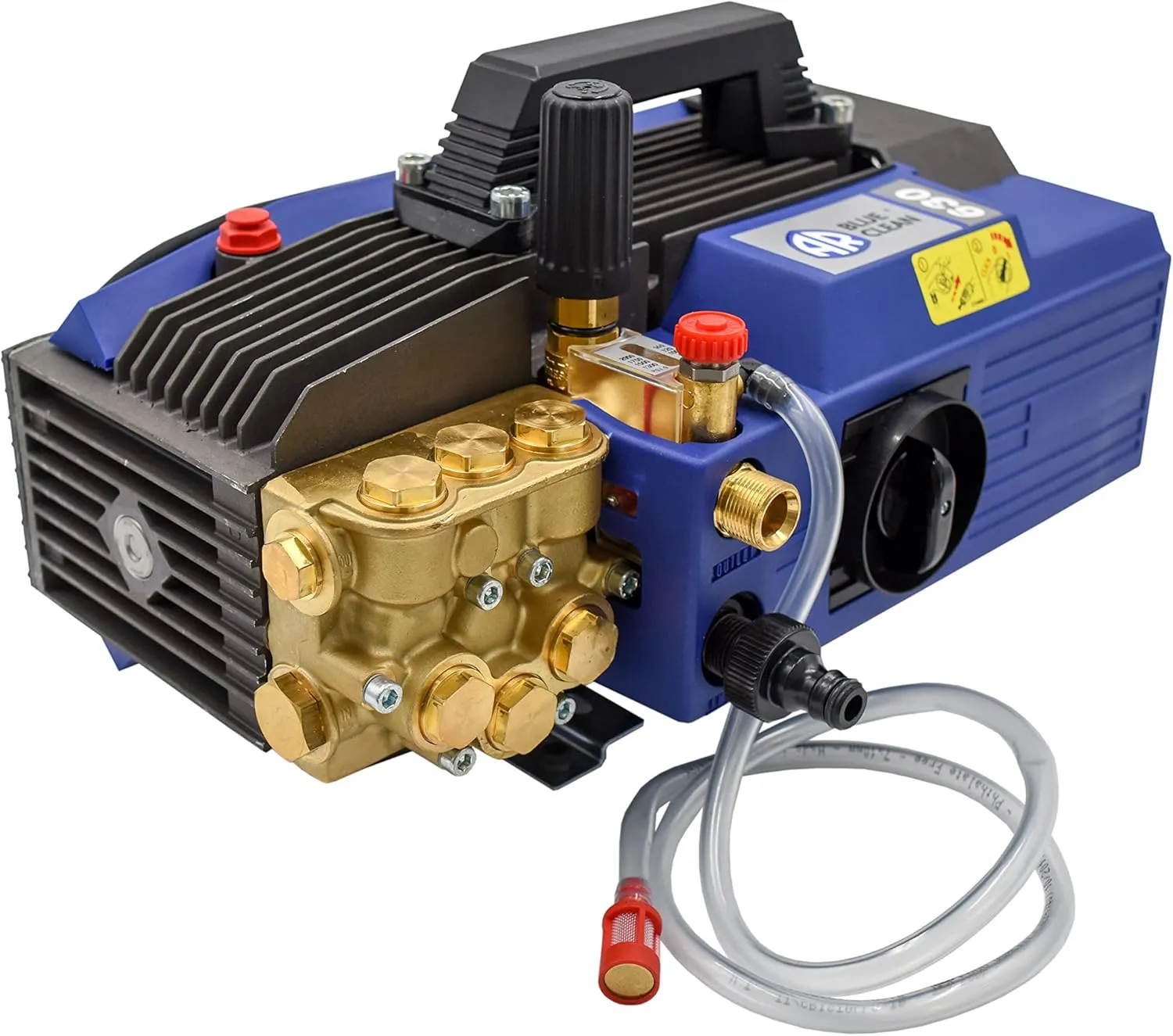AR Blue Clean Pro, AR630 Pressure Washer, 1900PSI, 2.1GPM, 20AMP. Metal Lance, Adjustable Nozzle, 25' Hose, Detergent Suction System, Induction Motor, Pressure Gauge & Unloader, Built-in Handle 65 lbs