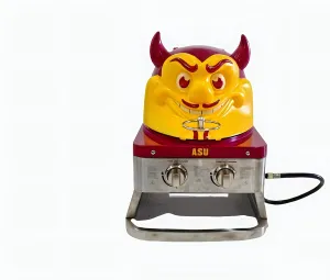 Arizona State University Sun Devil Portable Propane Gas Grill, 16,000 BTU Tabletop Barbecue with 2 Burners, Dual Temp Control for Tailgating, RV, Backyard BBQ, and Camping