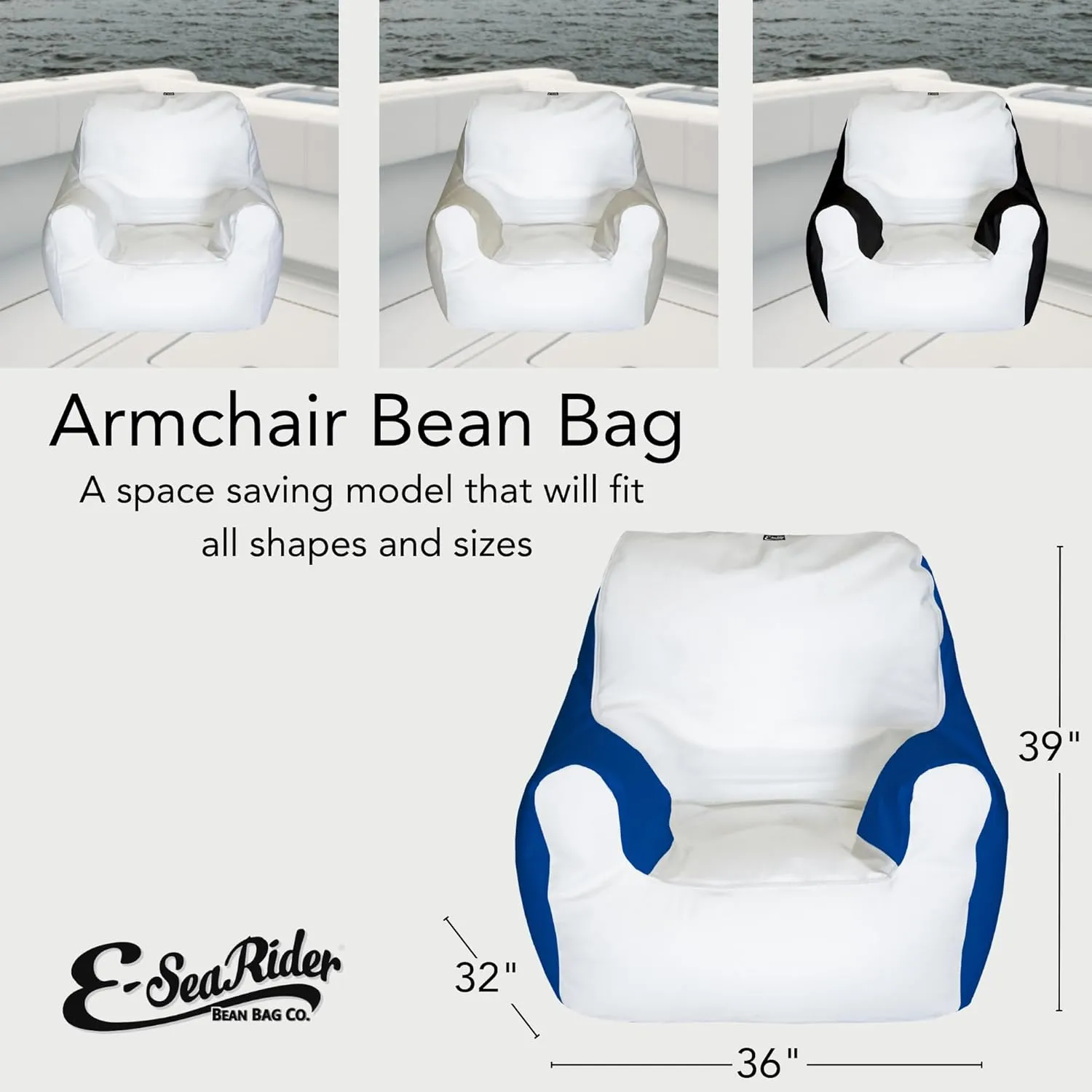 Armchair Marine Beanbag, Medium, Multi (White/Royal)