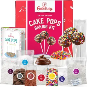 Baketivity DIY Cake Pop Baking Kit for Kids - Premeasured Ingredients, Decorating Supplies