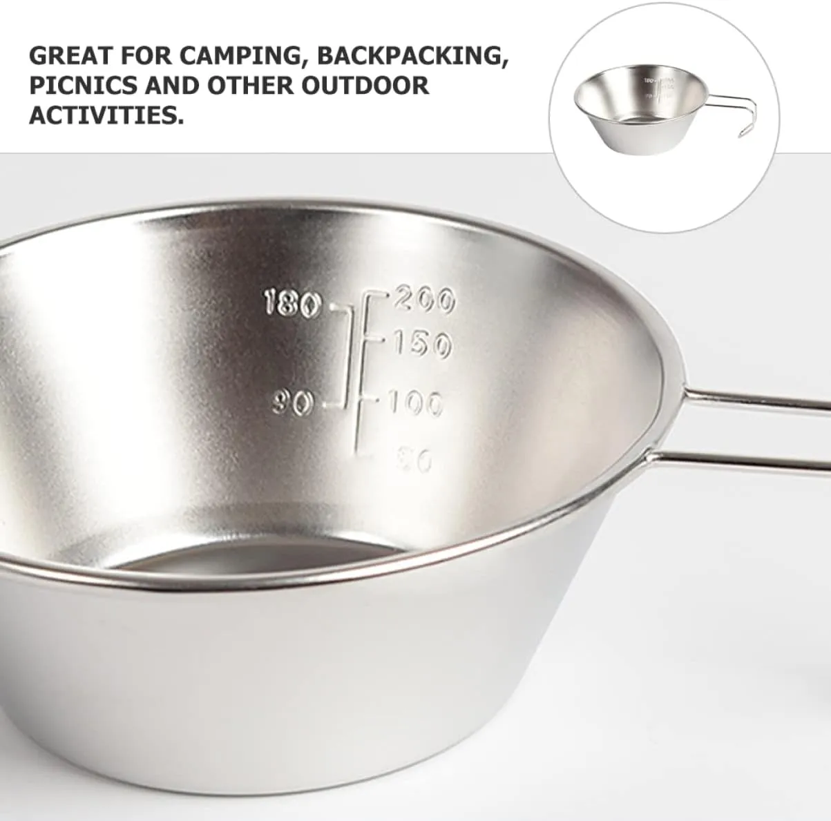 balacoo Stainless Steel Salad Bowl Foldable Camping Cups Water Portable Picnic Supplies Bowl Reusable Wine Cup