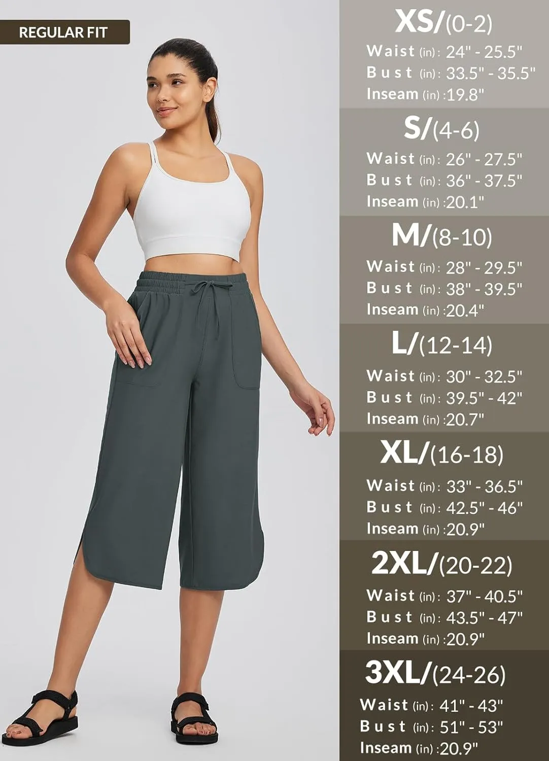 baleaf Women's Capri Pants Wide Leg Plus Size UPF50  Lightweight Quick Dry Pants Casual Loose Sweatpants Hiking Walking
