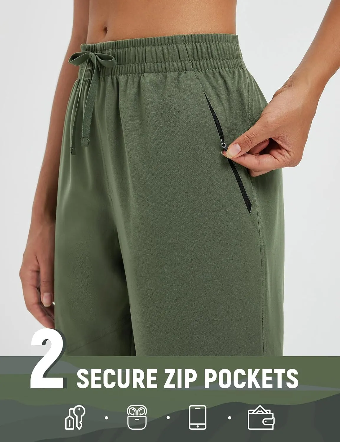baleaf Women's Hiking Pants Durable Water Resistant Lightweight Quick Dry Zip Pockets UPF50  Travel Clothes