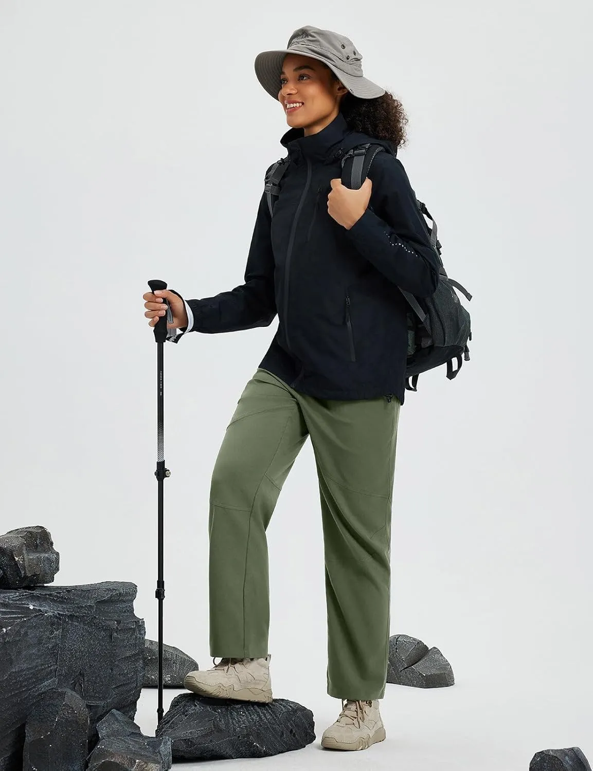 baleaf Women's Hiking Pants Durable Water Resistant Lightweight Quick Dry Zip Pockets UPF50  Travel Clothes
