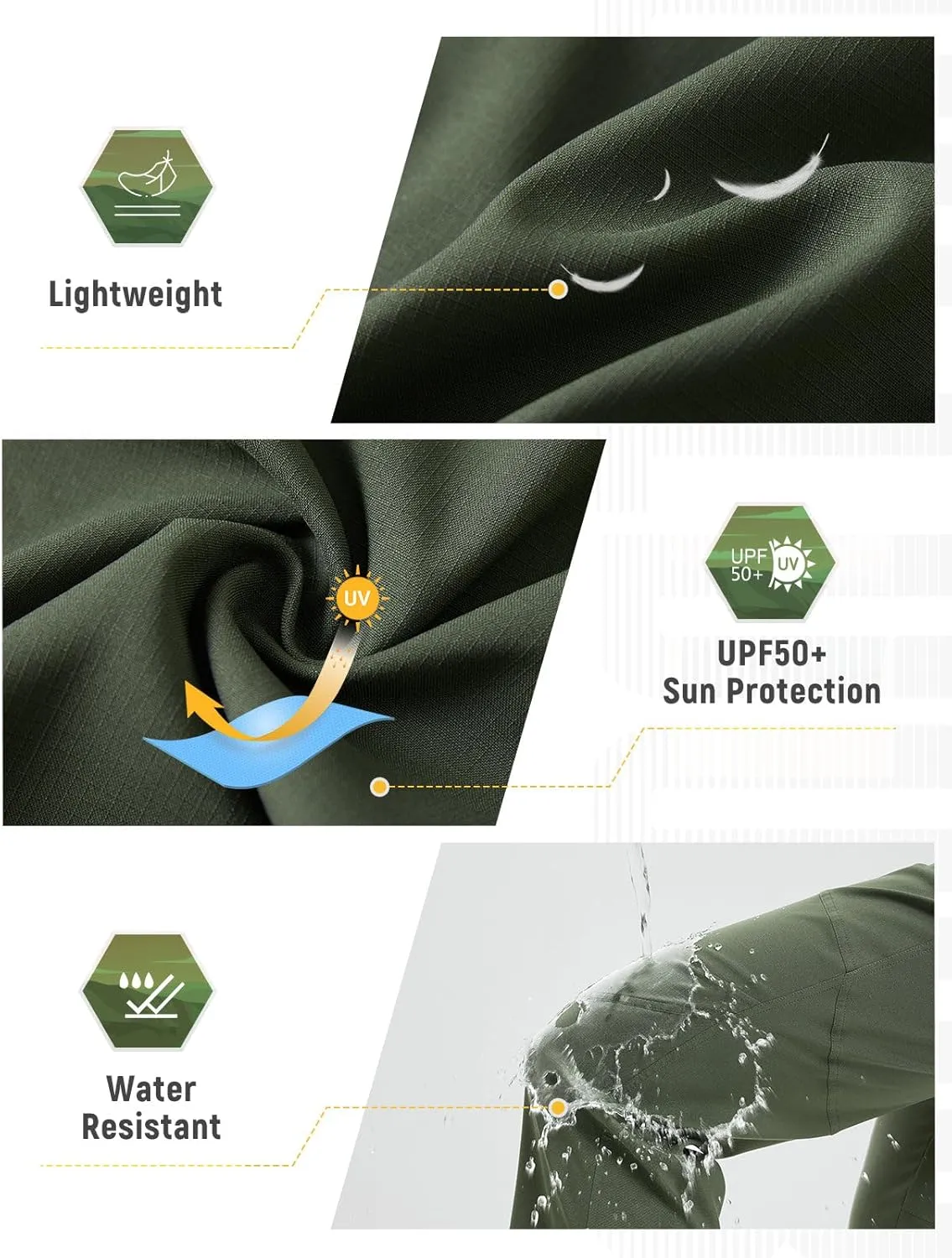 baleaf Women's Hiking Pants Durable Water Resistant Lightweight Quick Dry Zip Pockets UPF50  Travel Clothes