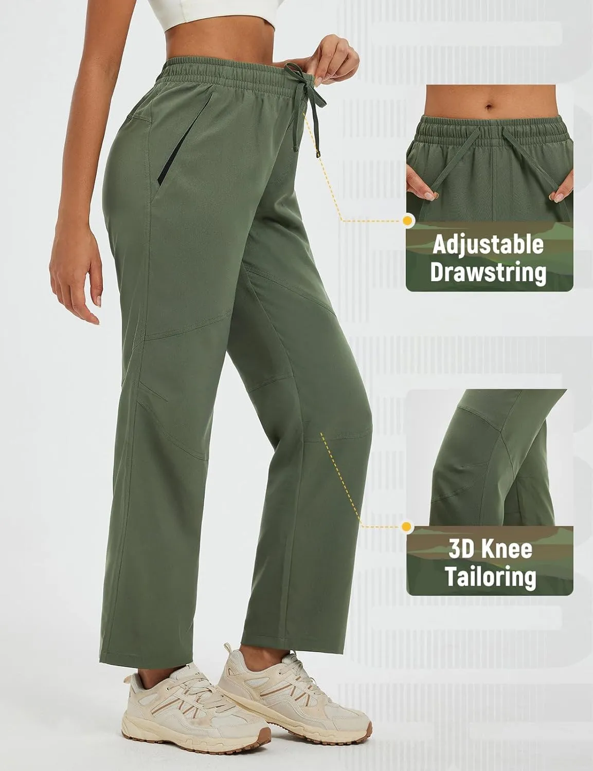 baleaf Women's Hiking Pants Durable Water Resistant Lightweight Quick Dry Zip Pockets UPF50  Travel Clothes