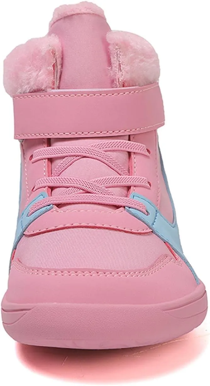 Barefoot Shoes Kids Boys Girls Trail Running Shoes Minimalist Zero Drop Sole Cotton Boots Fur Lined Hiking Walking Shoes (Little Kid/Big Kid)