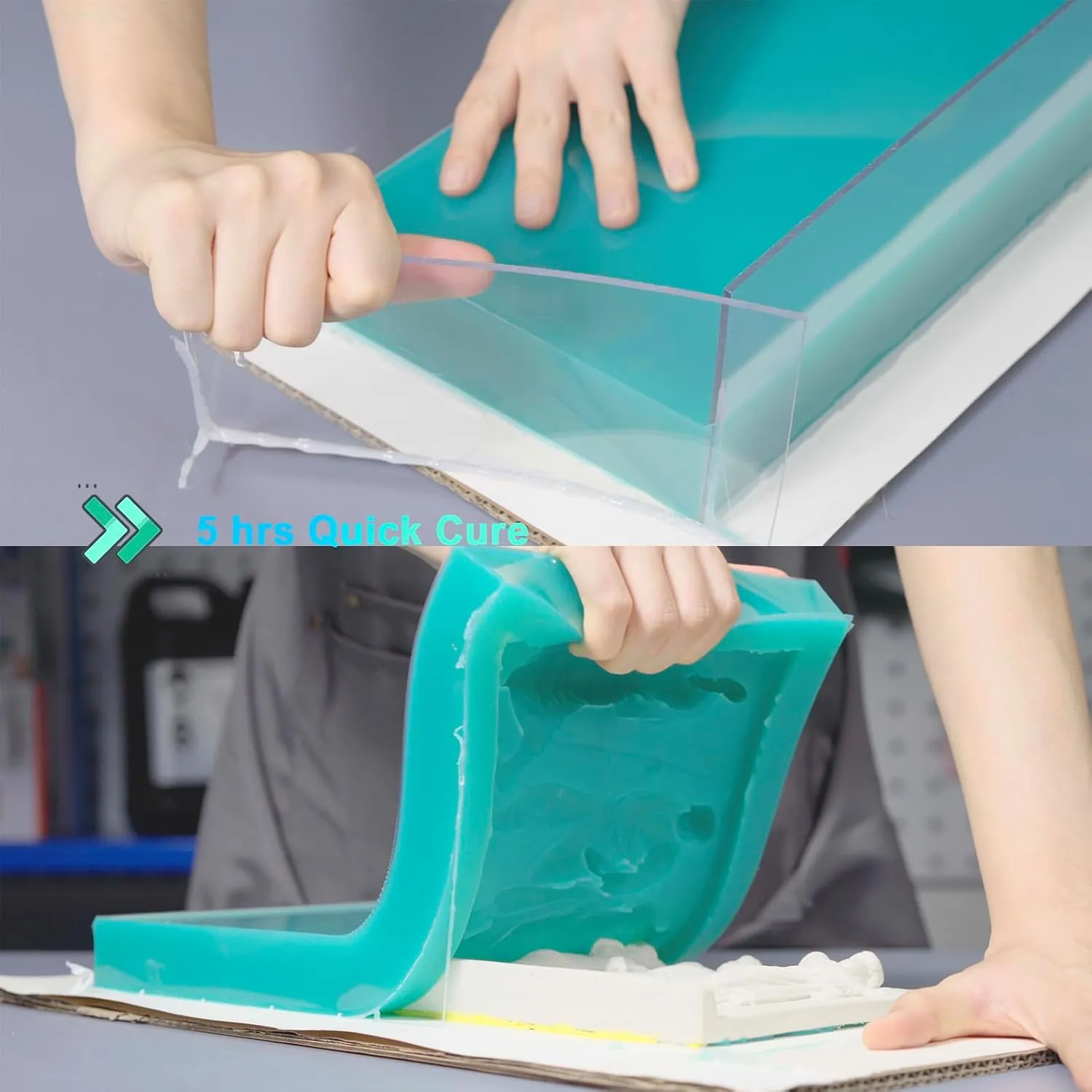 BBDINO Silicone Mold Making Kit, Super Elastic Jade Green Silicone, 1Gallon/140.8Oz, Ideal for Casting 3D Resin Molds & Silicone Molds, 1A:1B Mix Ratio