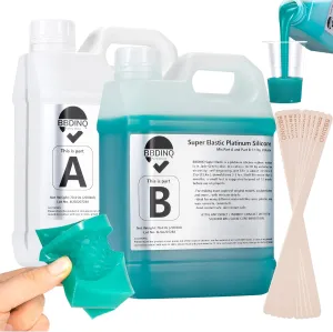BBDINO Silicone Mold Making Kit, Super Elastic Jade Green Silicone, 1Gallon/140.8Oz, Ideal for Casting 3D Resin Molds & Silicone Molds, 1A:1B Mix Ratio