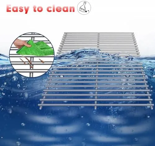 BBQ Grill Grates Replacement for Cuisinart Gas Grill CGG-200, CGG-220, CGG-240, Stainless Steel Cooking Grate Grids Gas Grill Parts Accessories 18 Inch for All Foods Portable Gas Grillls
