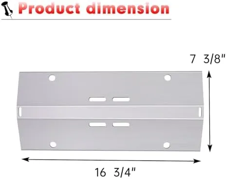 BBQ Grill Heat Plates for Cuisinart Gas Grill CGG-200, CGG-220, CGG-240, Stainless Steel Grill Heat Shield Gas Grill Replacement Parts Accessories 16 Inch for All Foods Portable Gas Grillls