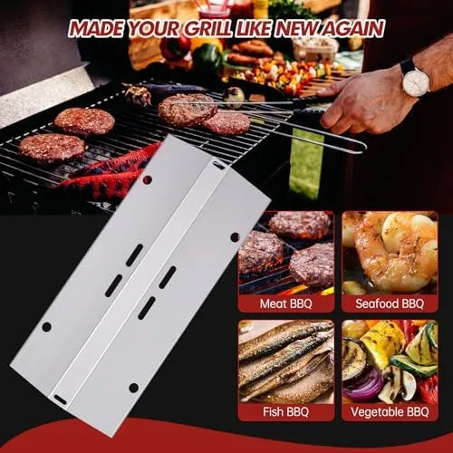 BBQ Grill Heat Plates for Cuisinart Gas Grill CGG-200, CGG-220, CGG-240, Stainless Steel Grill Heat Shield Gas Grill Replacement Parts Accessories 16 Inch for All Foods Portable Gas Grillls