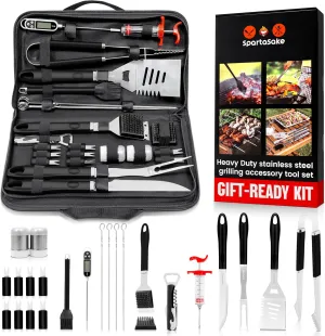 BBQ Grilling Accessories - Stainless Steel Barbecue Grill Tools Accessories kit Spatula Thermometer Tongs for Blackstone Griddle Outdoor Camping-Grill Set Gifts for dad Men Women(24 pcs)
