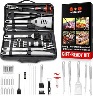 BBQ Grilling Accessories - Stainless Steel Barbecue Grill Tools Accessories kit Spatula Thermometer Tongs for Blackstone Griddle Outdoor Camping-Grill Set Gifts for dad Men Women(24 pcs)