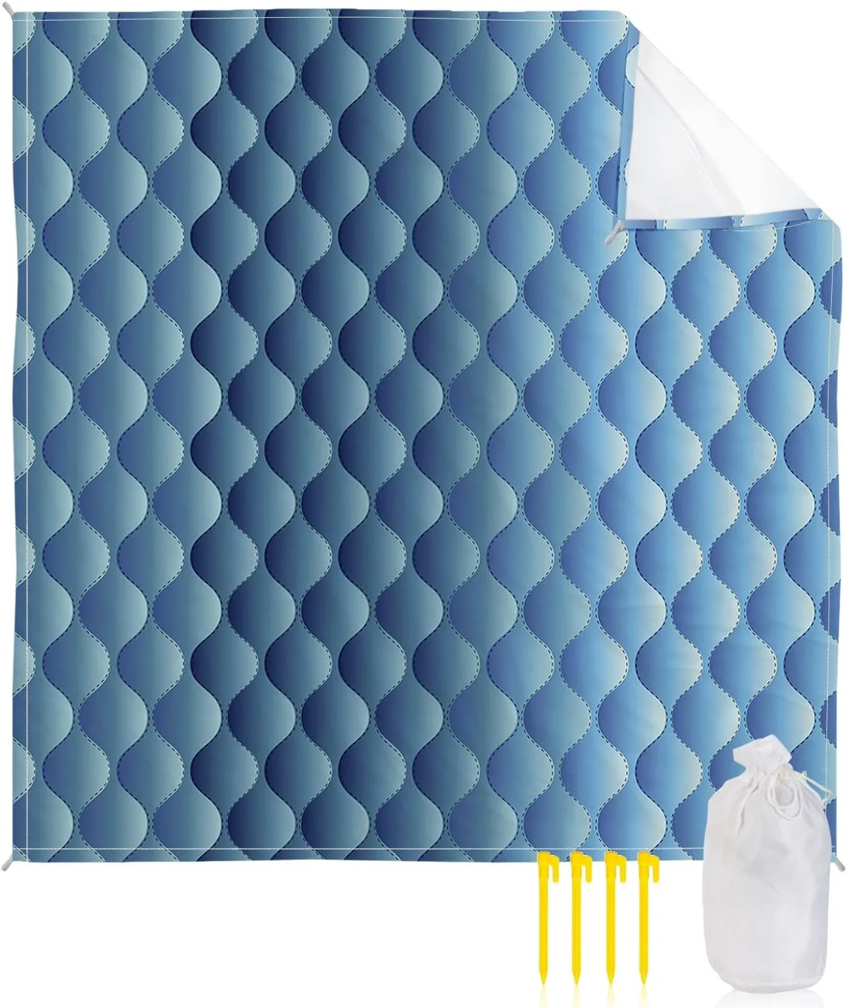 Beach Blanket Sandproof, Blue Ombre Abstract Gradient Waterproof Beach Mat Lightweight Quick Drying Picnic Blanket Beach Essentials for Travel Camping Hiking 108x84in