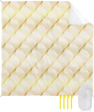 Beach Blanket Sandproof, Retro Gradient Yellow Abstract Waterproof Beach Mat Lightweight Quick Drying Picnic Blanket Beach Essentials for Travel Camping Hiking 108x84in