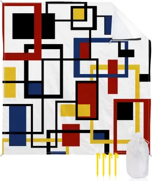 Beach Blanket Sandproof, Retro Middle Ages Abstract Colorful Square Waterproof Beach Mat Lightweight Quick Drying Picnic Blanket Beach Essentials for Travel Camping Hiking 83x79in