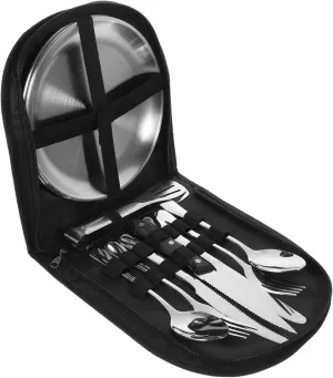 BESPORTBLE Camping Cutlery Set Stainless Steel Portable Picnic Utensils Multi-Function Tableware Pouch Perfect for Outdoor Travel and Office