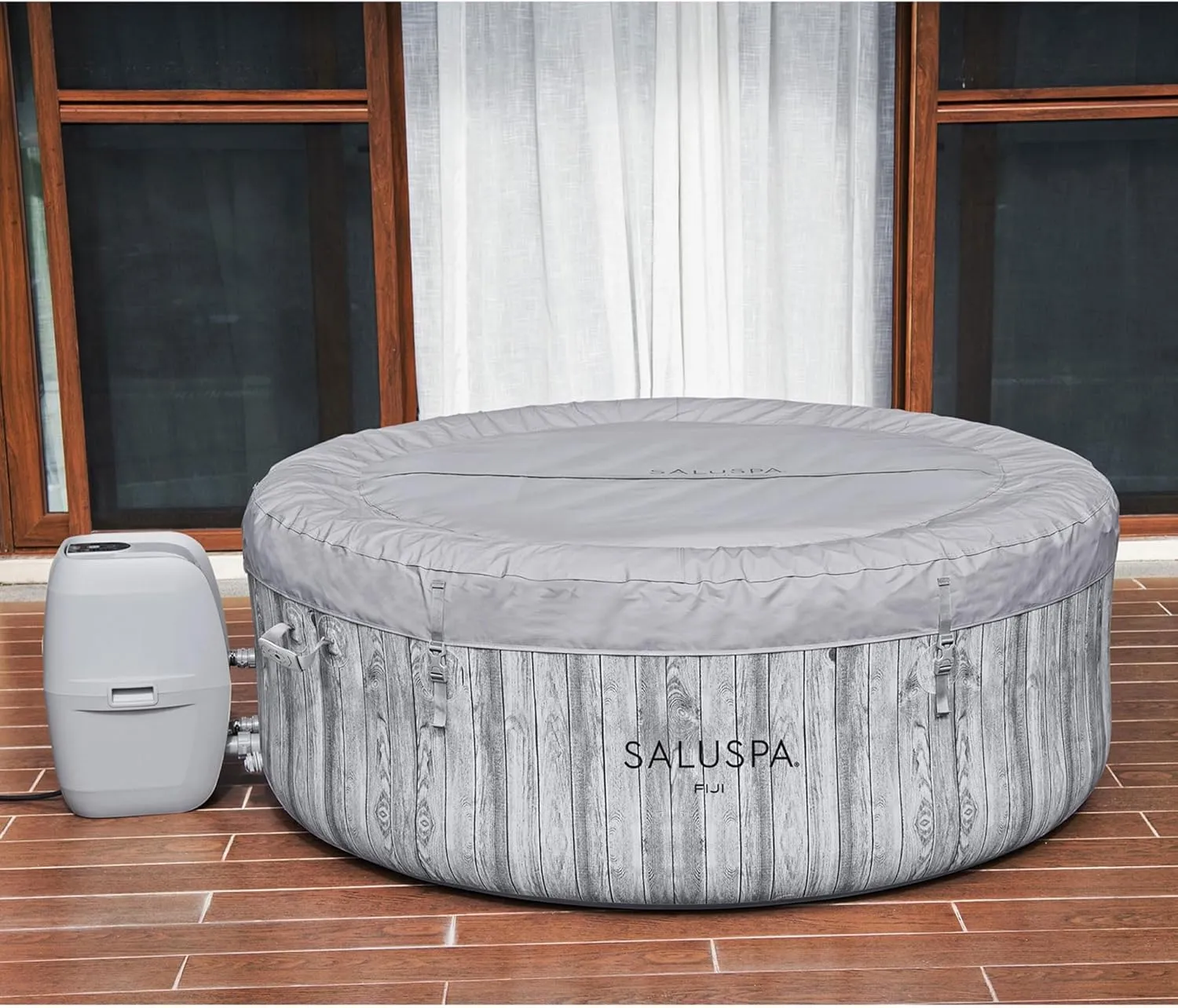 Bestway 2-4 Person SaluSpa Fiji Signature AirJet Inflatable Hot Tub Spa, 71" x 26" Round Portable Spa with 120 Soothing Jets and Insulated Cover