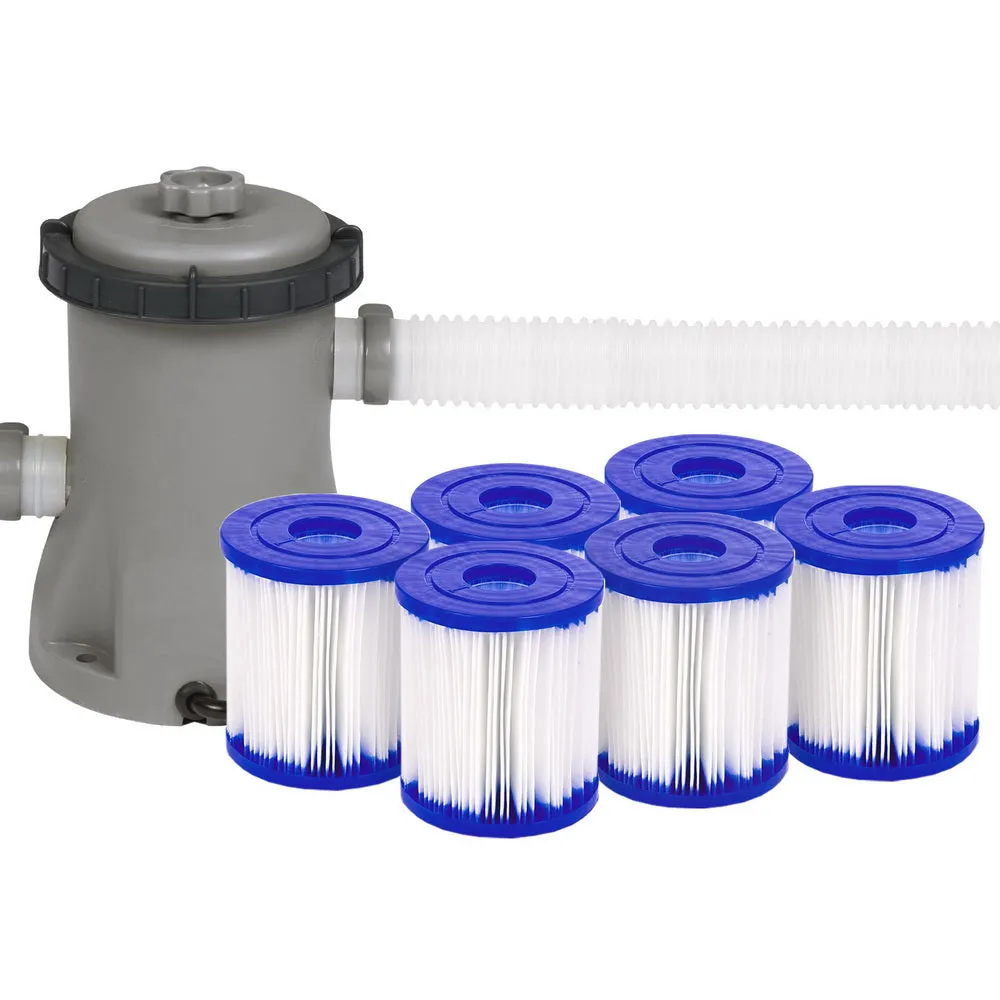 Bestway 300GPH Flowclear™ Filter Pump   6X Filter Cartridge Combo Set Pool