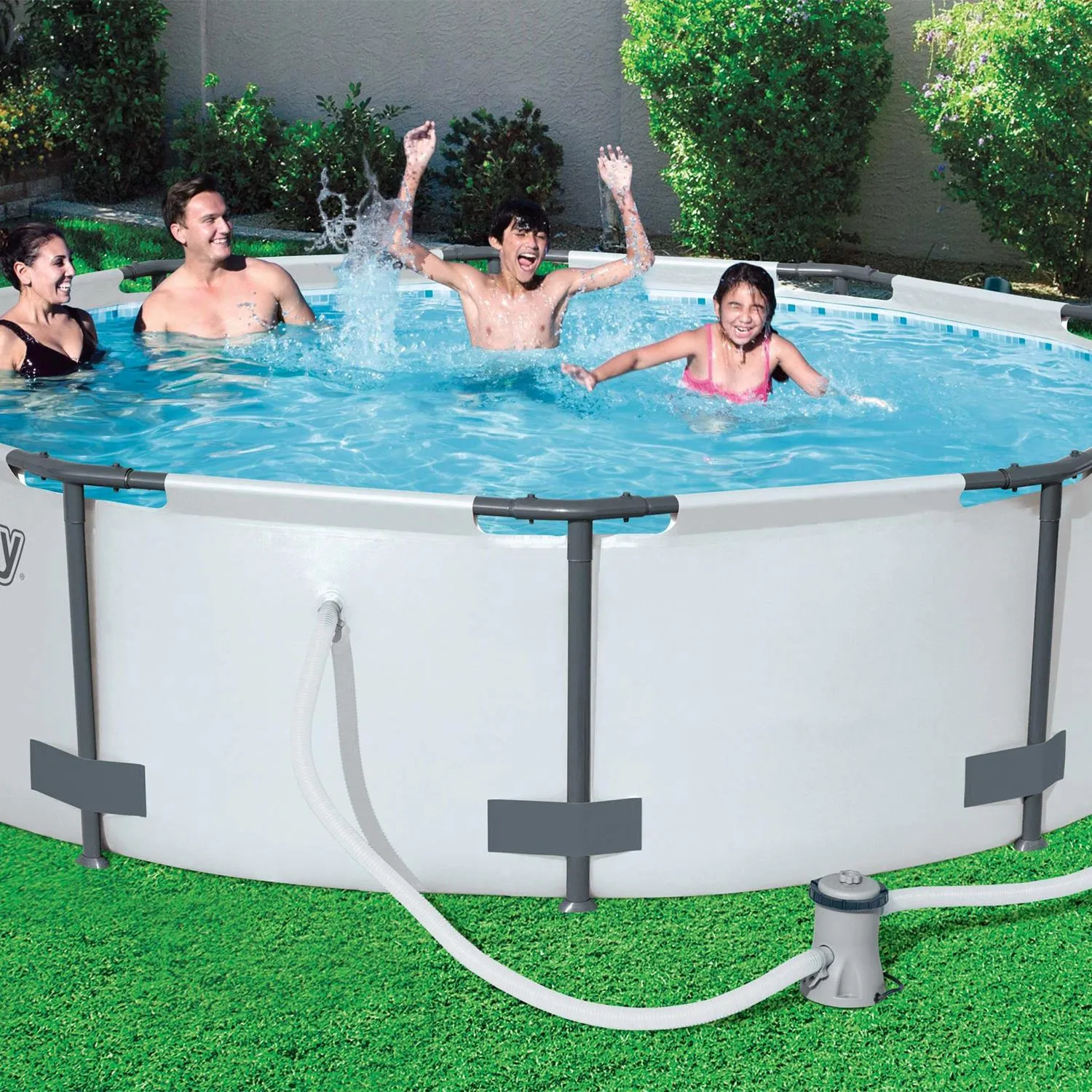 Bestway Flowclear 330gal Filter Pump Swimming Pool, Grey