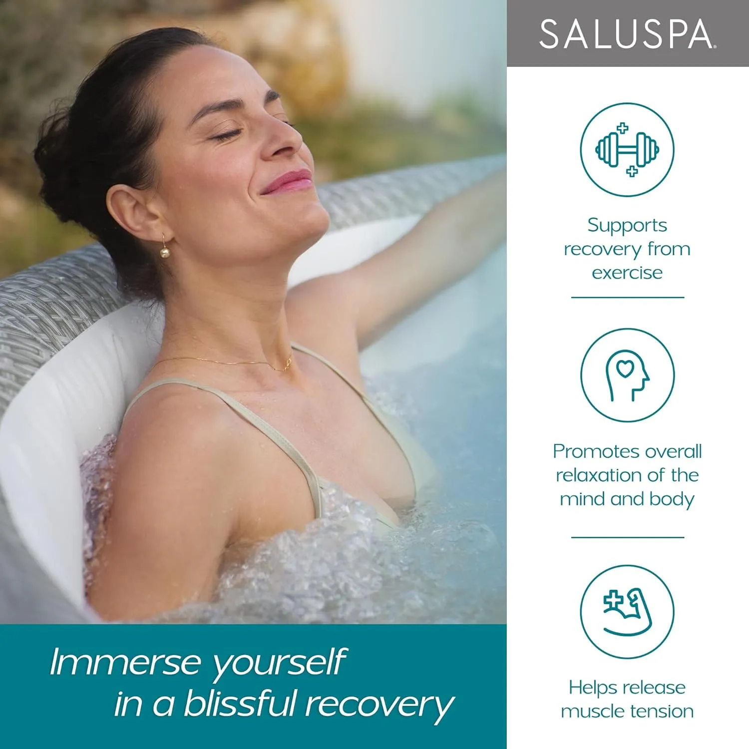 Bestway SaluSpa Aruba AirJet Large Round 2 to 3 Person Inflatable Hot Tub Portable Outdoor Spa with 110 AirJets and EnergySense Cover, Grey
