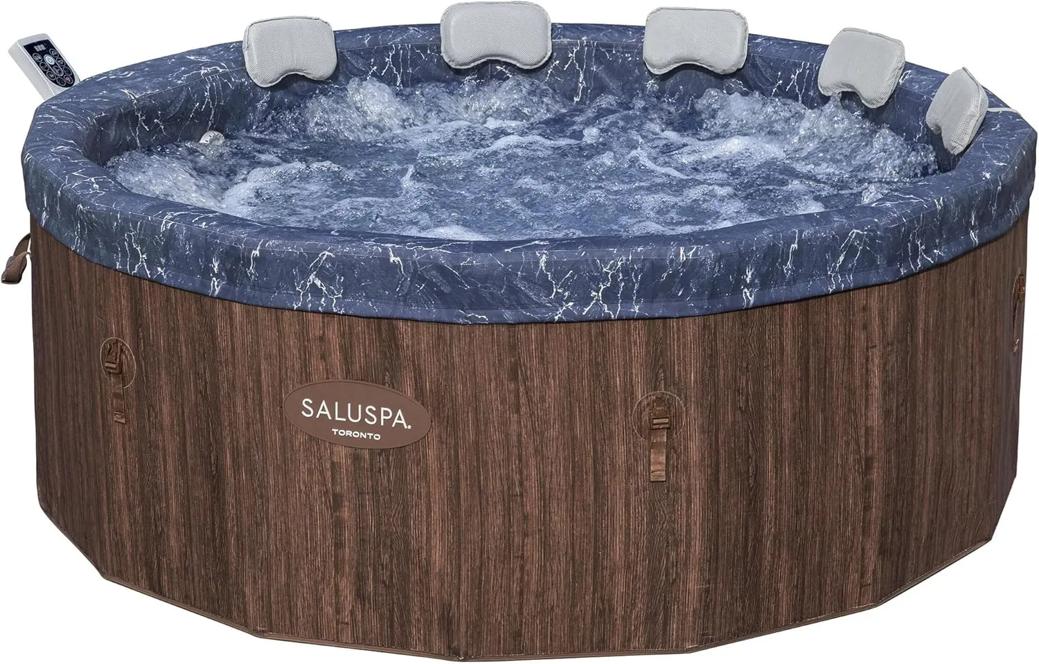 Bestway SaluSpa Toronto 5-7 Person Smart Energy-Efficient AirJet Hot Tub, Portable Outdoor Spa System, App Control, Brown – 180 Jets and 10 Jetstream Nozzles