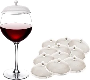 BevHat Stainless Steel Wine Glass Cover (Pack of 12). Keep The Bugs Out of Your Drinks. For Coffee Mugs, Tea Cups, Water Glasses. Wine Accessories to Protect Your Beverage Outside.