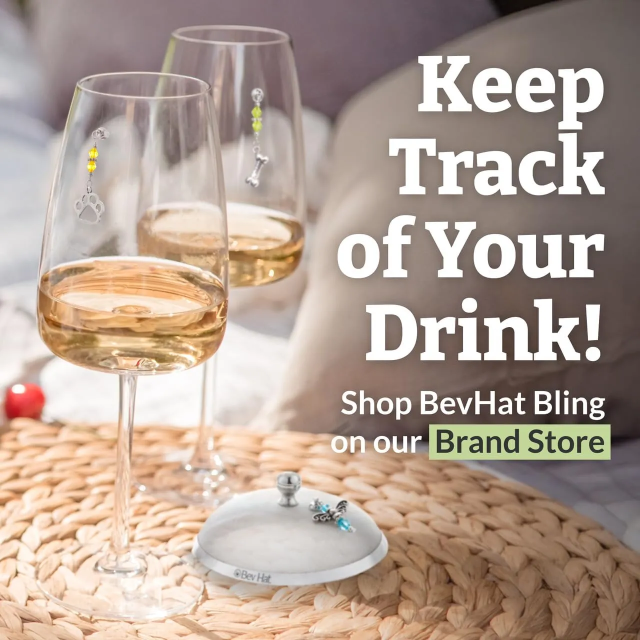 BevHat Stainless Steel Wine Glass Cover (Pack of 12). Keep The Bugs Out of Your Drinks. For Coffee Mugs, Tea Cups, Water Glasses. Wine Accessories to Protect Your Beverage Outside.