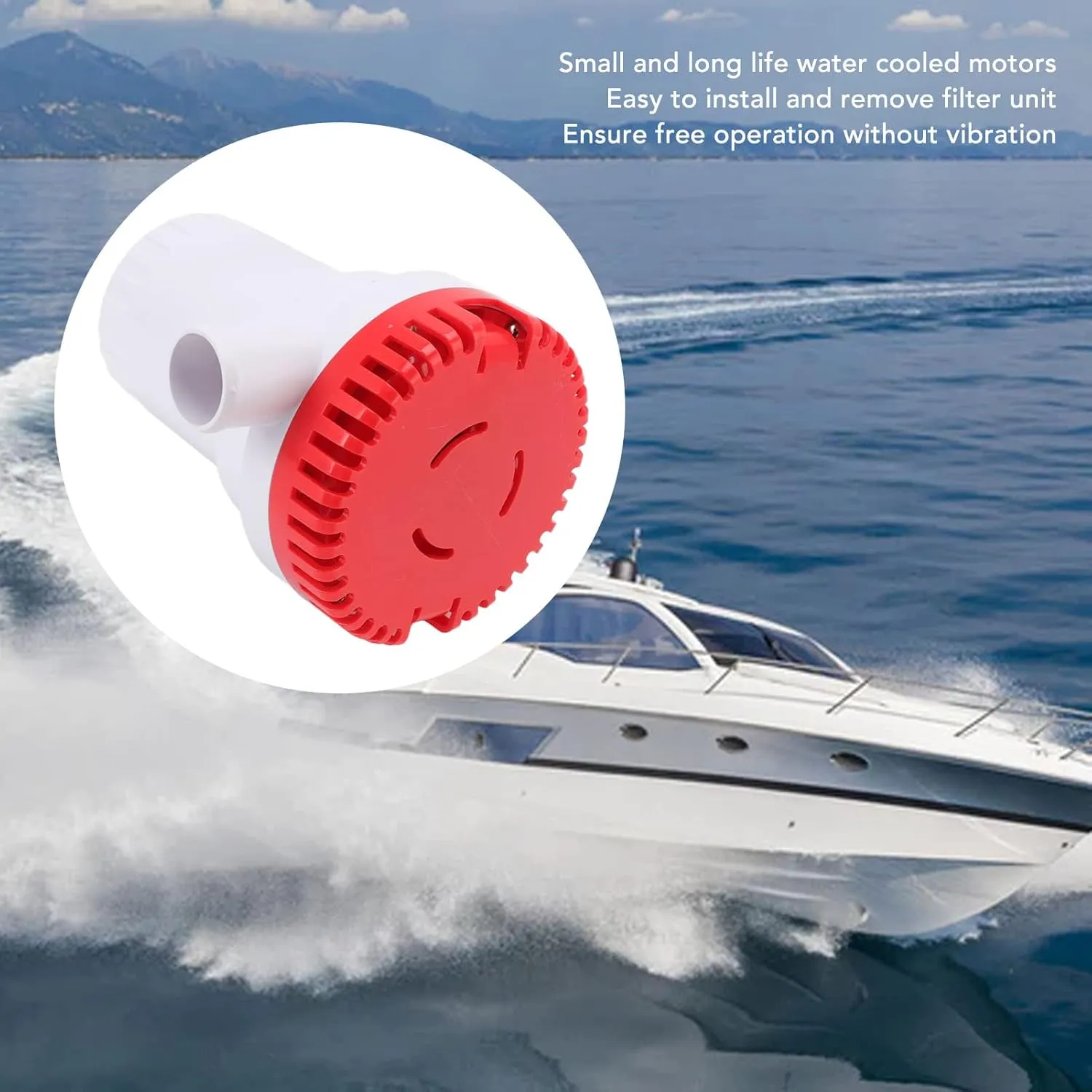 Bilge Pump Marine Pump Submersible Pump 2000 GPH Silent Water Cooled Motor Easy Install Filter Unit for Pond Pool Spa Boat RV (12V)
