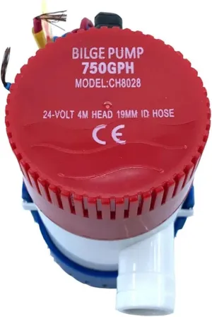 Bilge Submersible Water Pump 12V 24V 750GPH Micro Boat Seaplane Motor Homes Houseboat Filter Accessories(750GPH 24V)