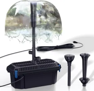 Biling Pond Filter with Fountain Pump Kits, 660GPH Koi Pond Filter with 40W Pond Pumps for Outdoor Ponds, Pond Fountain Kit for Garden Pond, Fish Tank, Water Feature - Corded Electric