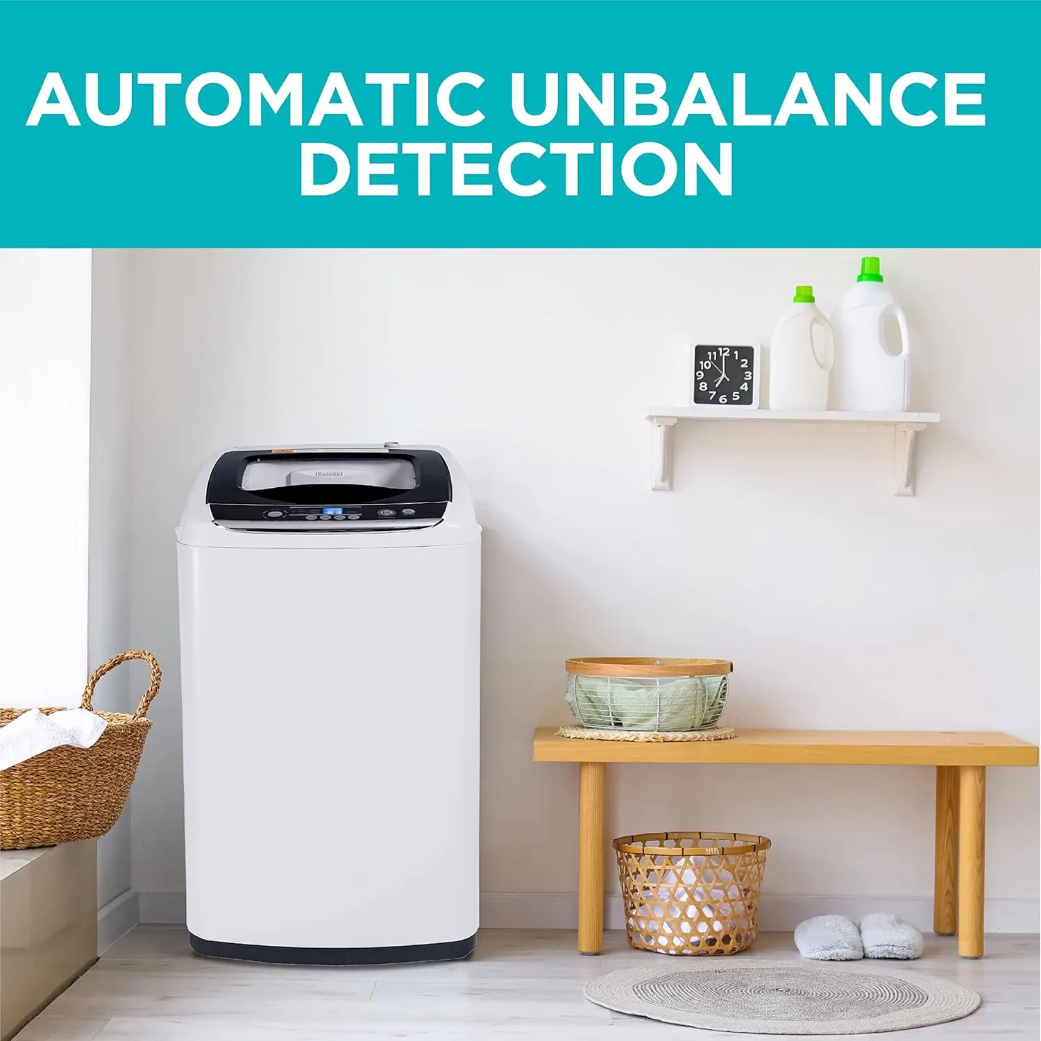 BLACK DECKER 0.9 Cu. Ft. Portable Washer, 6.6 lb. Capacity Washing Machine for Homes & Apartments, 5 Wash Cycles, Quick Connect Sink Adapter and Drain Hose Included, Transparent Lid, BPWM09W, White