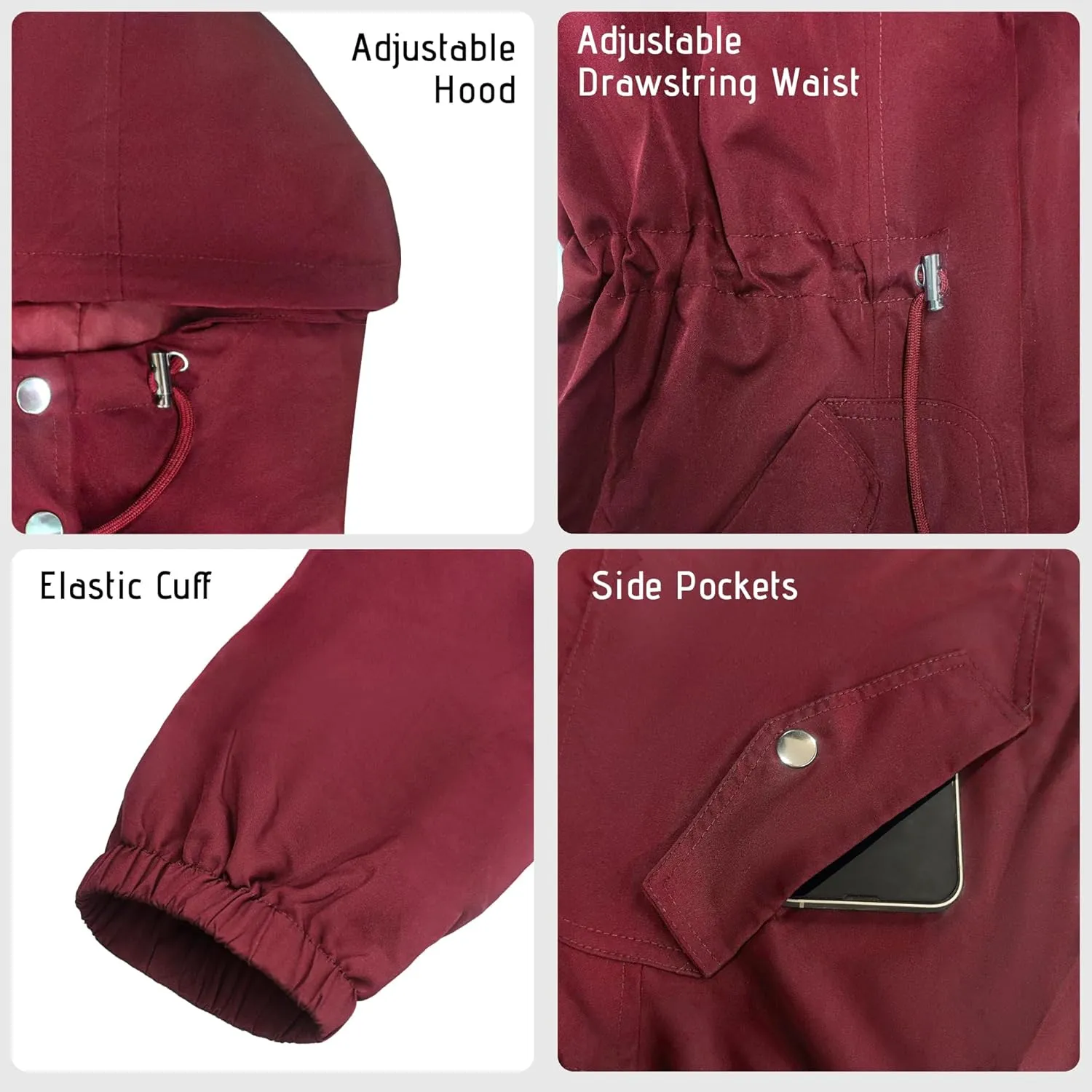 Bloggerlove Women's Rain Jacket Plus Size Lightweight Raincoat with Hood Waterproof Outdoor Windbreaker